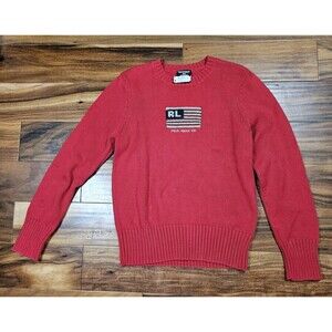 Vintage Polo Jeans Co Ralph Lauren American Flag Sweater Red Size Large